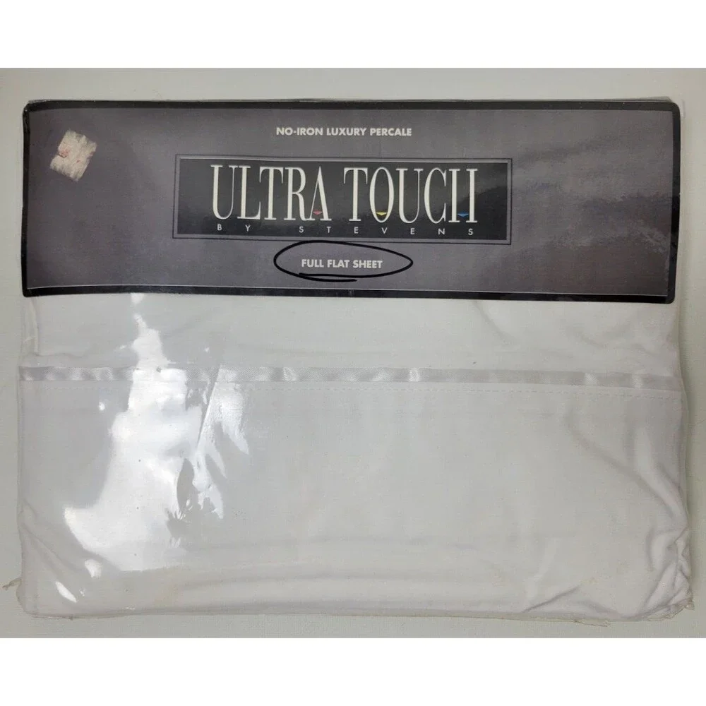 Vintage NIP Ultra‎ Touch Stevens Luxury Percale Double Flat Sheet White